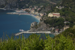 A vineyard grows on a hillside overlooking the Chinque Terre resort town of Monteroso, Italy. The five hillside coastal towns known as the Chinque Terre are connected by walking trails.