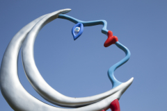 The Moon, card number, 18 at the Niki de Saint Phalle Taro Sculpture Garden near Capalbio, Tuscany, Italy. The moon is the card of creative imagination and negative illusion