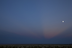 The moon rises over Wupatki National Monument, Arizona.
