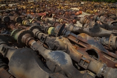 Old farm equipment sits in a junk yard in along the Mississippi River Delta on hwy 3 in Illinois.
